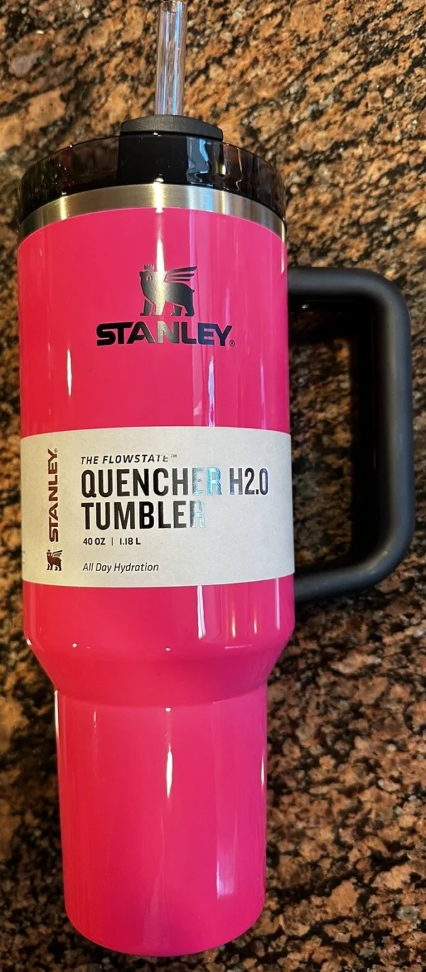 New Electric Neon Pink And Black Stanley Quencher 40oz