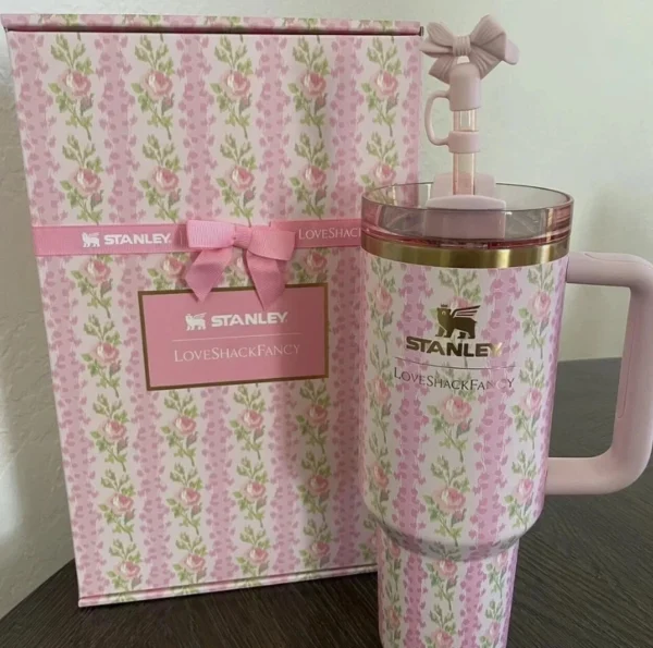 Stanley x LoveShackFancy 40 oz Quencher H2.0 Tumbler Blooming Heirloom Edition New