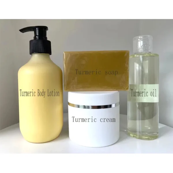 2021 new product explosive turmeric set body lotion + cream + turmeric soap + oil to remove dark spots