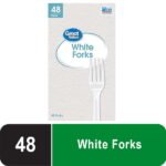 Great Value Everyday Disposable Plastic Forks, White, 48 Count