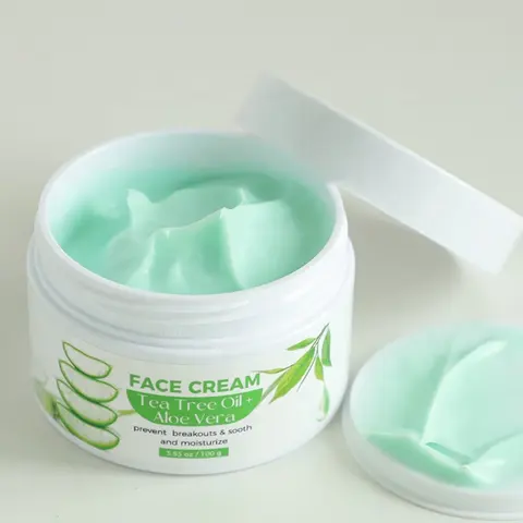 Tea Tree & Aloe Vera Natural Anti-Acne Moisturizing Face Cream Brightening Skincare with Glycerin Main Ingredient