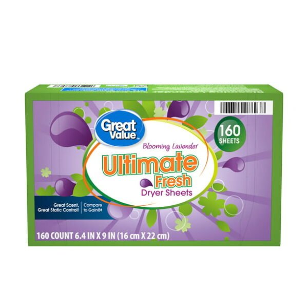 Great Value Ultimate Fresh Fabric Softener Dryer Sheets