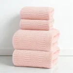 Coral Fleece Bath Towel Set , Bath Towel &Towel Ultra Soft with Geometric Texture, Super Absorbent Quick Dry for Home Daily Use - Image 6