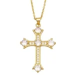 A single-piece white gold cross necklace with a vintage-style pendant, this fashionable choker is suitable for everyday wear, pa - Image 3