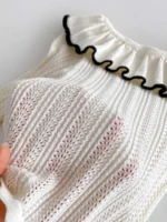 Korean Style New Girls Autumn Sweet Cute Knitted Doll Collar Long Sleeve Top Lace Skirt suit Autumn Baby Jumpsuit suit - Image 6