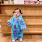 Cute Sully Monster Costume For Kids Halloween Kawaii Outfit Baby Boy Girl Winter Cosplay Clothes Warm Soft Romper Blue Suit - Image 4