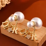 Elegant Business Pearl & Star Stud Earrings for Women Fashionable Travel Banquet Party Jewelry Accessory