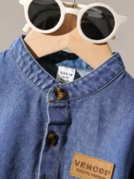 Spring And Autumn Baby Boy Denim Long-Sleeved Shirt + Long Pants Set Casual Comfortable Simple And Soft Set - Image 3