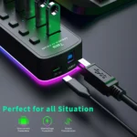 RGB USB 3.0 Hub 7 Ports Data Port Adapter 5Gbps Individual On/Off Switch Splitter Gaming USB Hub For Laptop PC Computer Accessor - Image 2