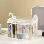 1 pcs Foldable book box student dormitory classroom book organizer transparent waterproof household book organizing storage box - Image 5