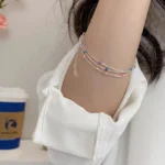 VENTFILLE 925 Sterling Silver Multicolour Bead Bracelet For Women Three Layers Geometry Drip Glaze Versatile Jewelry Dropship - Image 3