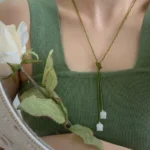 Подвеска Olive Crystal Beads White Lily Of The Valley Double Layer Wrapped Necklaces For Women Various Wearing Methods Pendant - Image 2
