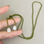 Подвеска Olive Crystal Beads White Lily Of The Valley Double Layer Wrapped Necklaces For Women Various Wearing Methods Pendant - Image 5