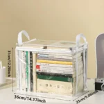 1 pcs Foldable book box student dormitory classroom book organizer transparent waterproof household book organizing storage box - Image 6