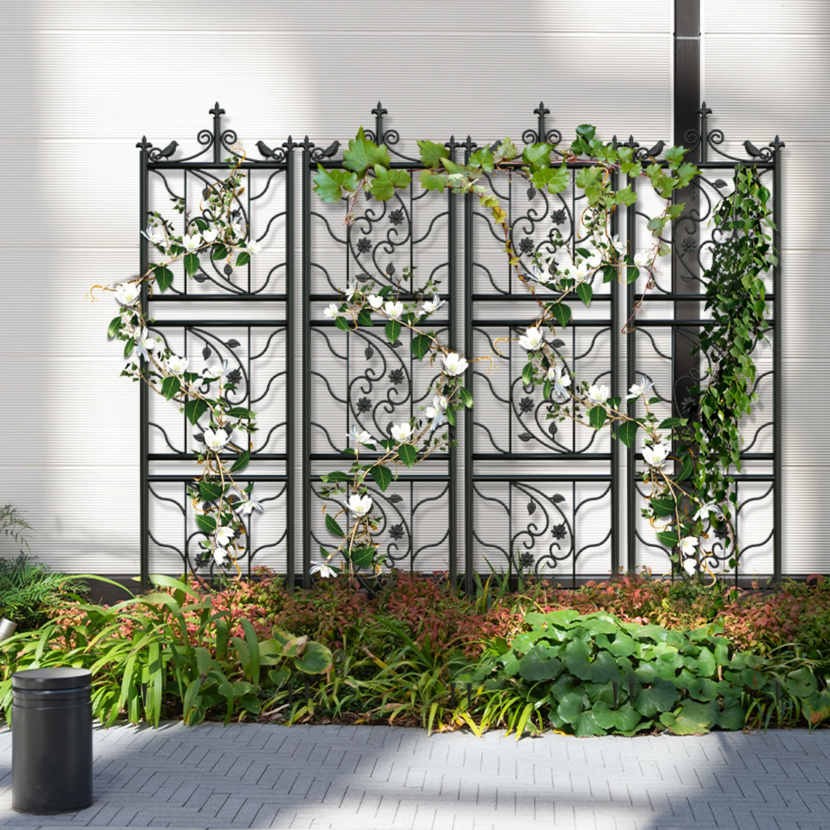 kf-S461254432fc1402aa737ba9c2abb447ek 71 inch Garden Trellis Decorative Outdoor Tall Metal Fence Black Lattice Panel Yard Corner Décor for Climbing Plant Flower - Image 1