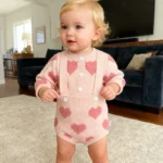 Autumn Winter Newborn Baby Girl Clothes Knit Embroidered Love Suit Long Sleeve Cardigan+Jumpsuit Children 2Pcs Knit Clothing Set - Image 4