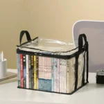 1 pcs Foldable book box student dormitory classroom book organizer transparent waterproof household book organizing storage box - Image 3