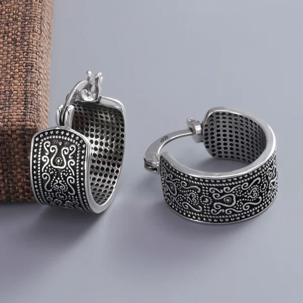 VENTFILLE 925 Sterling Silver Earrings For Women Trendy Simple Retro Flower Earring Jewelry Prevent Allergy Party Accessories