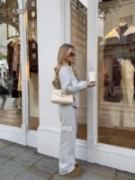 Street Y2K Gothic English letter pattern simple grey women sweater retro hip-hop American fashion punk versatile pullover - Image 4