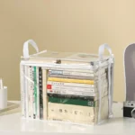1 pcs Foldable book box student dormitory classroom book organizer transparent waterproof household book organizing storage box - Image 4