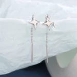 Ventfille 925 Sterling Silver Star Earring for Women Girl Simple Tassels Chain Fashion Office Jewelry Gift Dropshipping - Image 2