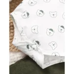 3-24 Months Toddler Baby Boy 2PCS Clothing Set Bear Print Bodysuit with Green Overall Fashion Cute Autumn and Winter Costumes - Image 4