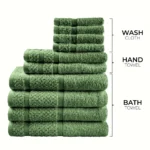 10pcs Bath Towel Set 4pcs Bath Towels&2pcs Hand Towels&4pcs Washcloths Solid Color Cotton Towels Absorbent Quick-drying - Image 3