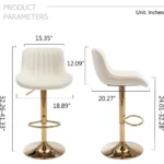 Modern Velvet Swivel Bar Stools Set of 2 - Adjustable Counter Height Chairs with Backs for Kitchen Home Decor - Image 3