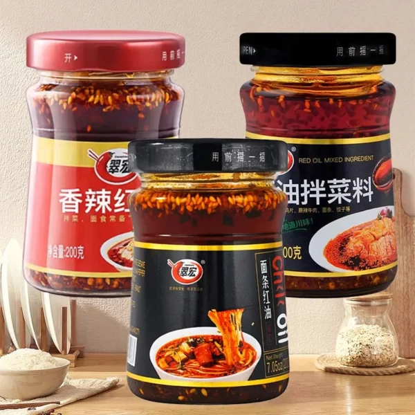 CuiHong Red Hot Chili Sauce,Spicy Chili Oil with Sesame Seeds,Chili Oil For Noodles 7.06oz(200g)*1 Pack