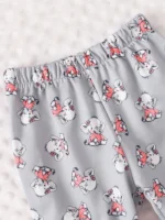 Spring Autumn Baby Girl Cartoon Elephant Print Fleece Sweatshirt Random Print Long Pants Cute Two-Piece Set for Toddlers - Image 6