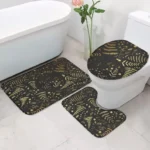 3PCS Golden Botanicals Bath Set, Luxury Floral Bath Mat & Decor, New Home Gift for Women with Elegant Bathroom Ideas - Image 3