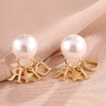 Elegant Business Pearl & Star Stud Earrings for Women Fashionable Travel Banquet Party Jewelry Accessory - Image 5