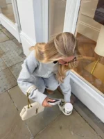 Street Y2K Gothic English letter pattern simple grey women sweater retro hip-hop American fashion punk versatile pullover - Image 5