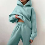 Women's Tracksuit Suit Autumn Fashion Warm Hoodie Sweatshirts Two Pieces Oversized Solid Casual Hoody Pullovers Long Pant Sets - Image 5