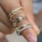 Stainless Steel Multilayer Double Color Link Chain Rings 18K Gold PlatedCZ Zircon Stackable Charm Jewelry Trendy Waterproof Gift - Image 4