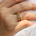 Stainless Steel Multilayer Double Color Link Chain Rings 18K Gold PlatedCZ Zircon Stackable Charm Jewelry Trendy Waterproof Gift - Image 5