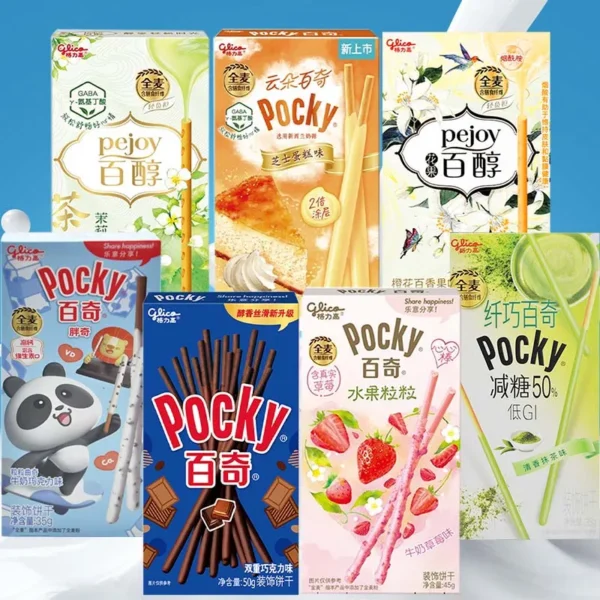 GLICO Pejoy,Pocky Snacks 1.24/1.59/1.69/1.77/1.94oz(35/45/48/50/55g)*6 Packs