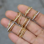 Stainless Steel Multilayer Double Color Link Chain Rings 18K Gold PlatedCZ Zircon Stackable Charm Jewelry Trendy Waterproof Gift