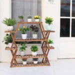 Extra Large Multi Tier Wood Flower Rack Plant Stand Bonsai Shelf Indoor Outdoor - Image 2