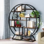 Indoor Plant Stand, 63 Inch Round Plant Shelf Holder, Multipurpose Flower Pot Stands with 8 Shelves, Metal and Wood Bonsai - Image 4