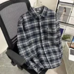 Men's Fleece Shirt Winter Thickened Long Sleeve Warm Shirts Black White Plaid Casual Button with Pocket All Matching Tops Coats - Image 2