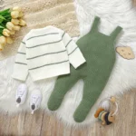 Newborn Baby Clothes Sets Knitted Infant Boy Girl Sweater Long Sleeve +Romper Sleeveless Autumn Kid Cardigan +Jumpsuit 0-9M 2PCS - Image 3