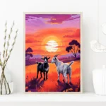 Beach and Lake Sunset Wall Art Vibrant Ocean View Poster Peaceful Nature Scene with Animal Prints Living Rooms or Offices Decor - Image 5