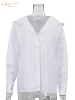 Clacive Fashion Loose White Cotton Women's Shirt 2025 Elegant Hooded Long Sleeve Blouses Streetwear Solid Top Female Clothing - Image 5