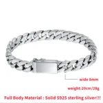 Solid S925 Sterling Silver Bracelet 7MM 8MM 10MM Punk Argent 925 Silver Jewelry Never Fade Men Jewelry Gifts Past Test - Image 3