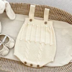 Autumn Spring Korean Style Children Knitted Clothing Suit Long Sleeved Solid Color Cardigan+Jumpsuit Infant Baby Clothes Set - Image 6