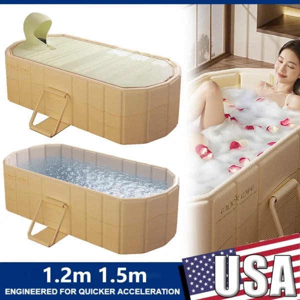 1.2m 1.5m Portable Constant Temperature Bathtub Adult Foldable Bathtub Soaking Tub Bathroom SPA Reusable Bathing Tubs with Lid