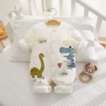 Somenie Newborn Baby Onesie Thickened Winter Pure Cotton Baby Bodysuit Warm Cotton Winter Cute Printed Boys Girls Onesie - Image 5