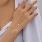 Creative Tiny Chain Bracelet Finger Rings For Women Gold Color Link Chains Connecting Hand Harness Bracelets Jewelry Gift - Image 5
