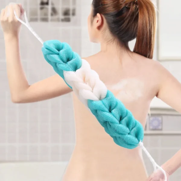 1pc Colour Block Bath Balls Mesh Foaming Sponge Bath Strips Adult Back Body Rubbing Towels Mud Rubbing Bath Towels Supplies